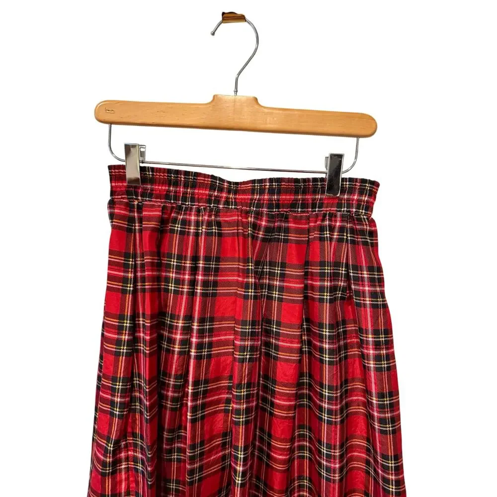 Vintage Y2K The Limited Tartan Plaid Pleated Silk Skirt M